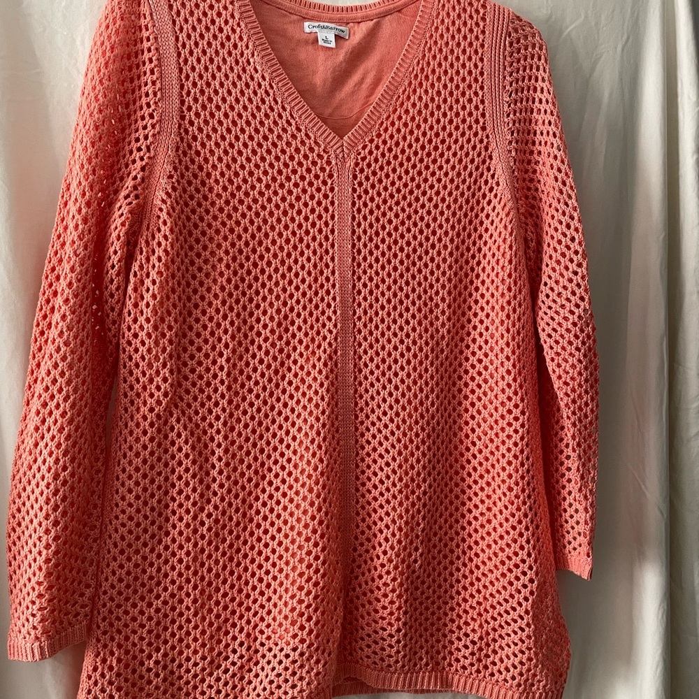 Croft and Barrow sweater size L pinkish orange